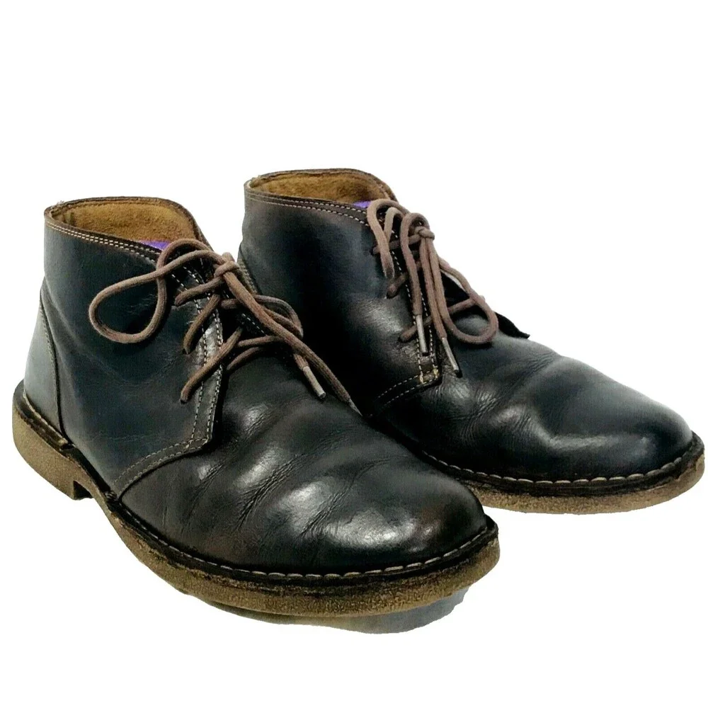 Dockers Ankle Boot Chukka Leather Tussock Brown 9.5 Mens Crepe Sole Lace Up Shoe